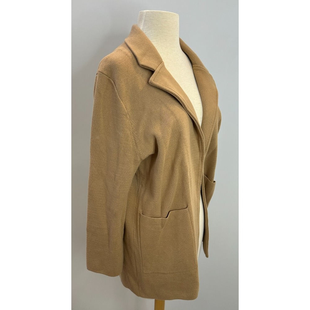 Quince 100% Organic Cotton Knit Blazer Camel Brown Size Medium Open Pockets - Picture 5 of 14